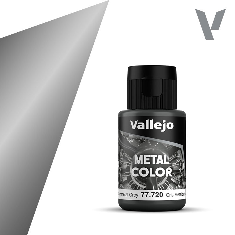 Vallejo Acrylic Paints 77720 Metal Color Paint, Gunmetal Grey (32ml)