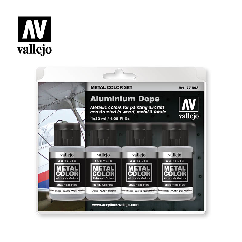 Vallejo Acrylic Paints 77603 Alumimium Dope Paint Set (4-Pack)