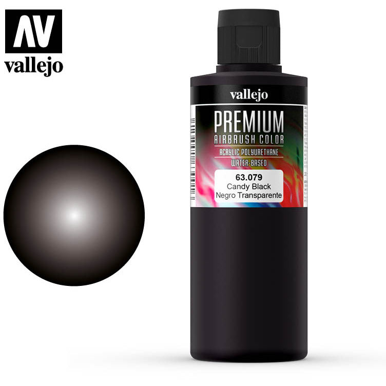 Vallejo Acrylic Paints 63079 Premium Color, Candy Black (200ml)