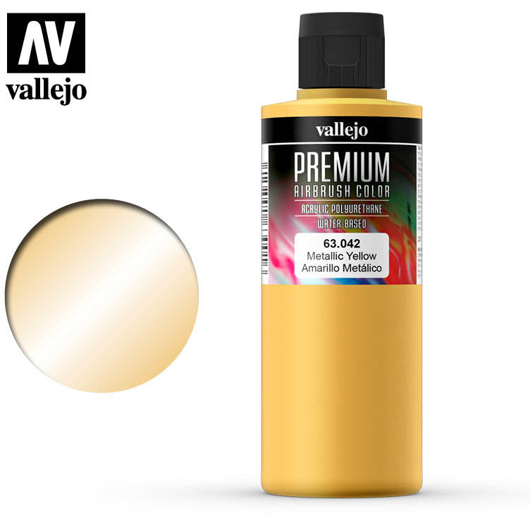 Vallejo Acrylic Paints 63042 Premium Color, Metallic Yellow (200ml)