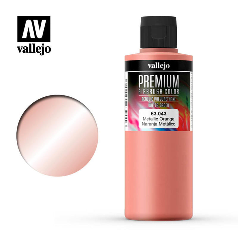 Vallejo Acrylic Paints 63043 Premium Color, Metallic Orange (200ml)