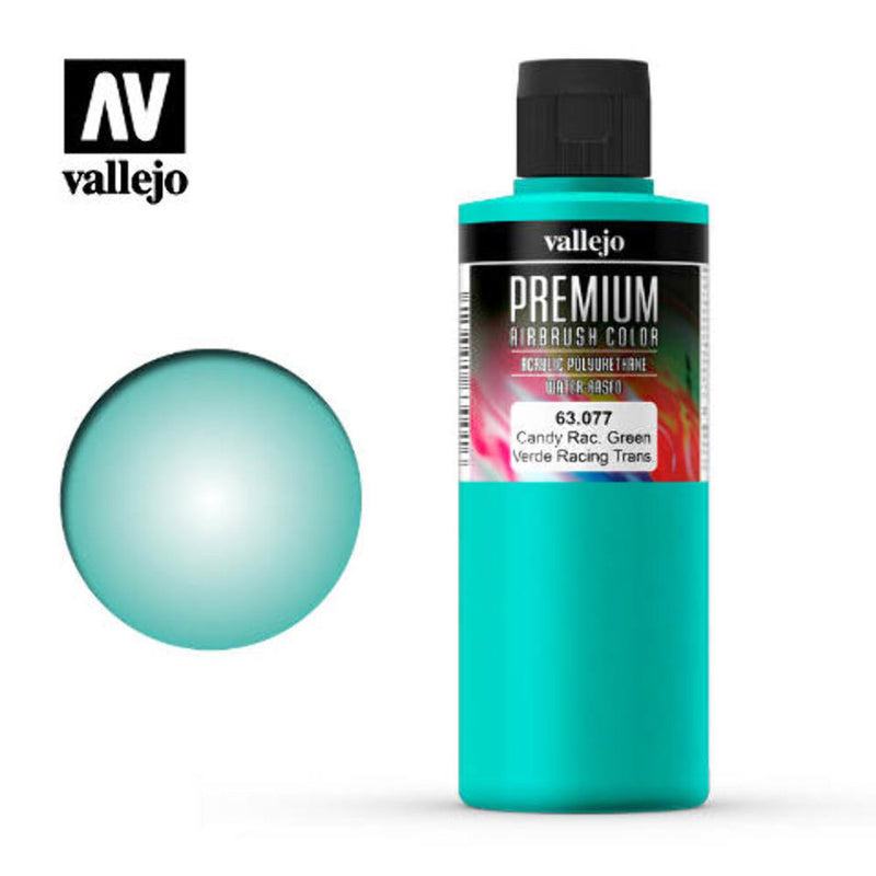 Vallejo Acrylic Paints 63077 Premium Color, Candy Racing Green (200ml)