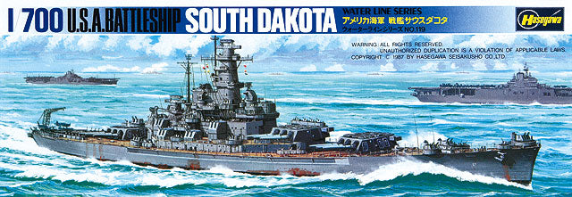 Hasegawa Models 49607 American battleship South Dakota 1:700 SCALE MODEL KIT