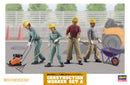 Hasegawa Models 66003 Construction Worker Set A (paving work 4 body Set & Accessories) 1:35 Scale Model Kit