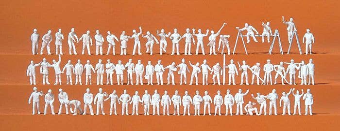 Preiser N 79009 Working People Unpainted Figure Set (70)