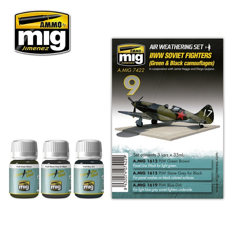 Ammo Mig WWII Soviet Airplanes (Green & Black Camouflages) Air Weathering Set