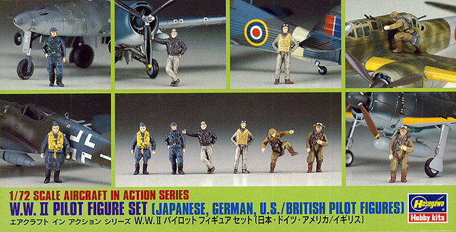 Hasegawa Models 35008 WWII Pilot Figure Set (Japanese, German, American, British) 1:72 SCALE MODEL KIT