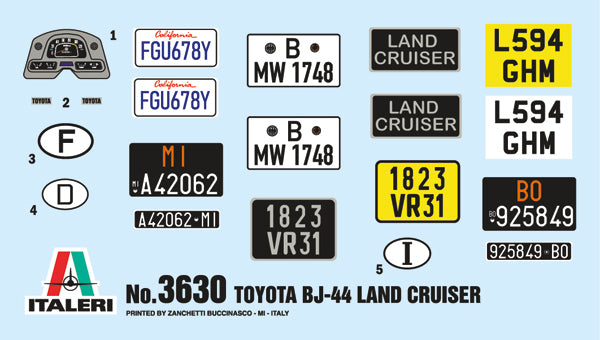 Italeri 3630 - SCALE 1 : 24 Toyota BJ44 Land Cruiser