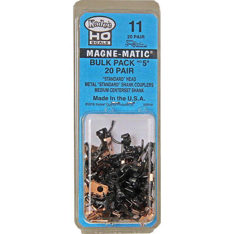 Kadee #11 HO Scale Bulk Pack - 20 pair #5 (NO.5) Metal Couplers - Medium (9/32") Centerset Shank