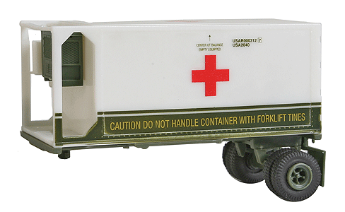 Trident Miniatures 90362 US/NATO MILVAN Container Single-Axle Chassis with 20' Container -- Medical Corps Refrigerated Container, HO Scale