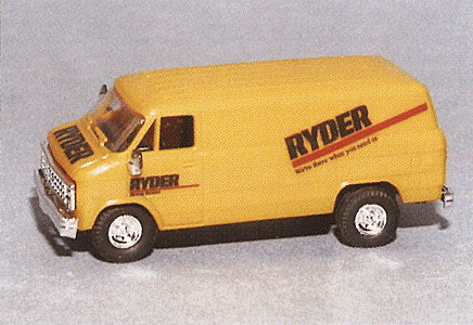 Trident Miniatures 90288 Chevrolet Van - Utility Trucks -- Ryder (yellow, Red Stripes), HO Scale