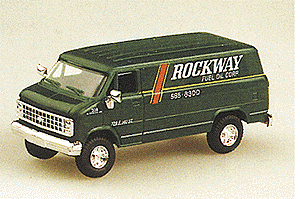 Trident Miniatures 90075 Chevrolet Vans -- Rockway Fuel Oil Corp. (green, Business Phone Number & Address Lettering), HO Scale