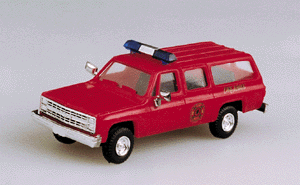 Trident Miniatures 90111 Military - US Air Force (Modern) - Light Trucks -- Chevrolet Suburban - Fire Chief (red), HO Scale