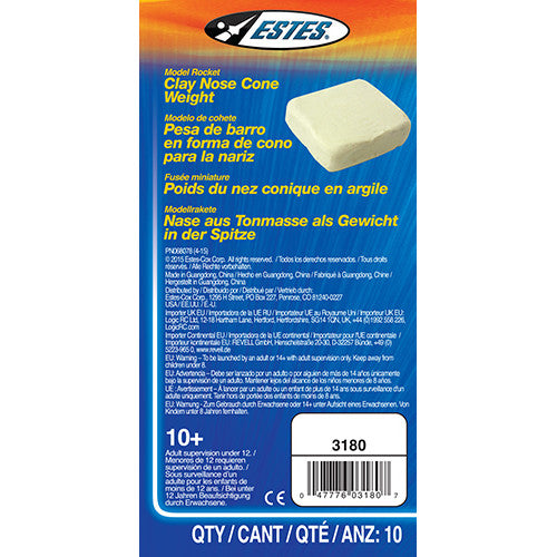 Estes Rockets 3180 Clay Nose Cone Weight