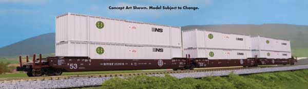 PREORDER Kato 1066185 N Gunderson MAXI-IV 3-Unit Well Car with 6 53' Containers - Ready to Run -- BNSF Railway