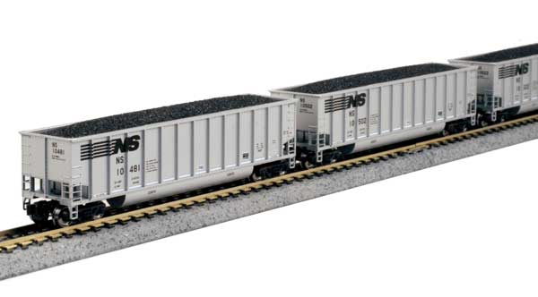 Kato 1064634 N BethGon Coalporter 8-Pack - Ready to Run -- Norfolk Southern (silver, black, 2000s logo)