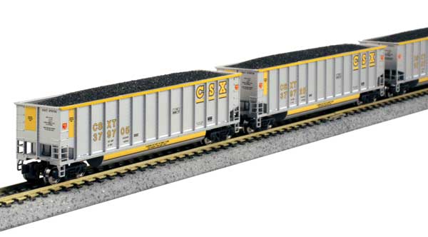 PREORDER Kato 1064632 N BethGon Coalporter 8-Pack - Ready to Run -- CSX (gray, yellow, yellow lettering)