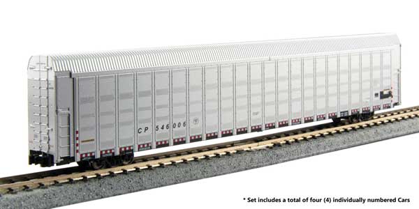 Kato 1065510 N Aluminum Enclosed Auto Carrier 4-Pack - Ready to Run -- Canadian Pacific