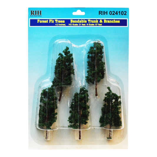 Rock Island Hobby RIH024102 Forest Fir Trees with bendable trunk and branches; HO Scale: 31 ft; N scale: 57 ft; O scale 17 ft.