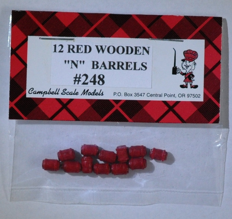 Campbell Scale Models 248 Wooden Barrels -- Red, N Scale