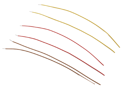 Detail Associates 1512 MU Jumper Cable .020" Vinyl 3" Long pkg(6) -- 2 Each Red, Brown & Yellow, HO Scale