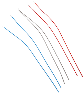 Detail Associates 1513 MU Jumper Cable .020" Vinyl 3" Long pkg(6) -- 2 Each Red, Blue & Gray, HO Scale