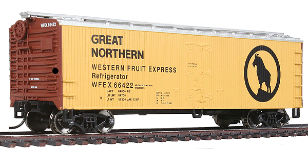 Walthers Mainline 910-3602 RTR 40 ' Double Sheathed Reefer w/Steel Roof/Ends,Great Northern (WFEX)