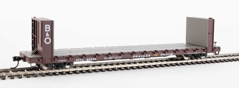 WalthersMainline 910-5813 60' Pullman-Standard Bulkhead Flatcar (48' IL) - Ready to Run -- Trailer-Train with B&O Bulkheads