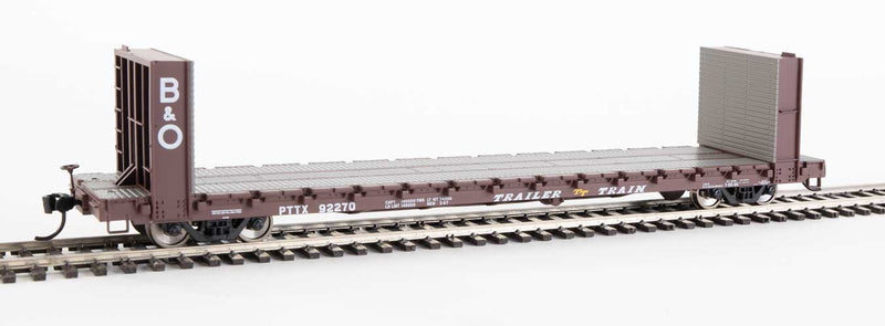 WalthersMainline 910-5815 60' Pullman-Standard Bulkhead Flatcar (48' IL) - Ready to Run -- Trailer-Train with B&O Bulkheads