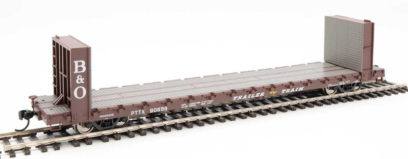 WalthersMainline 910-5829 60' Pullman-Standard Bulkhead Flatcar (48' IL) - Ready to Run -- Trailer-Train with B&O Bulkheads