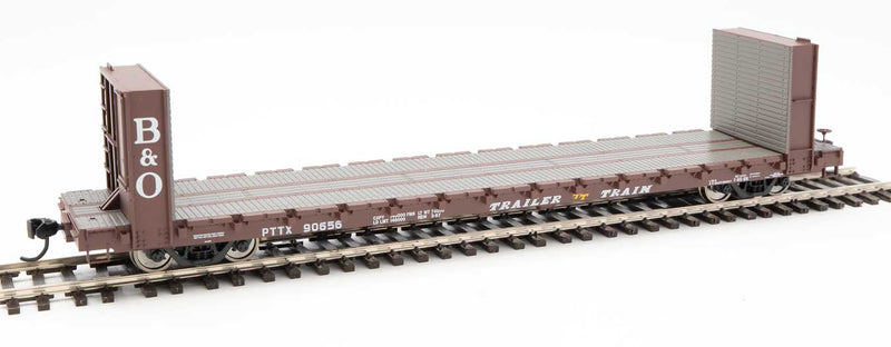 WalthersMainline 910-5829 60' Pullman-Standard Bulkhead Flatcar (48' IL) - Ready to Run -- Trailer-Train with B&O Bulkheads