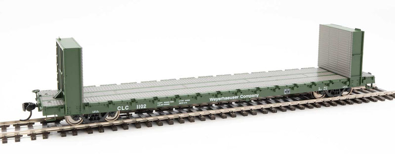 WalthersMainline 910-5855 60' Pullman-Standard Bulkhead Flatcar (48' IL) - Ready to Run -- Weyerhaeuser