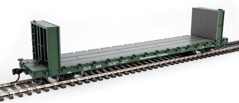 WalthersMainline 910-5882 60' Pullman-Standard Bulkhead Flatcar (48' IL) - Ready to Run -- Weyerhaeuser