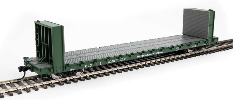 WalthersMainline 910-5884 60' Pullman-Standard Bulkhead Flatcar (48' IL) - Ready to Run -- Weyerhaeuser