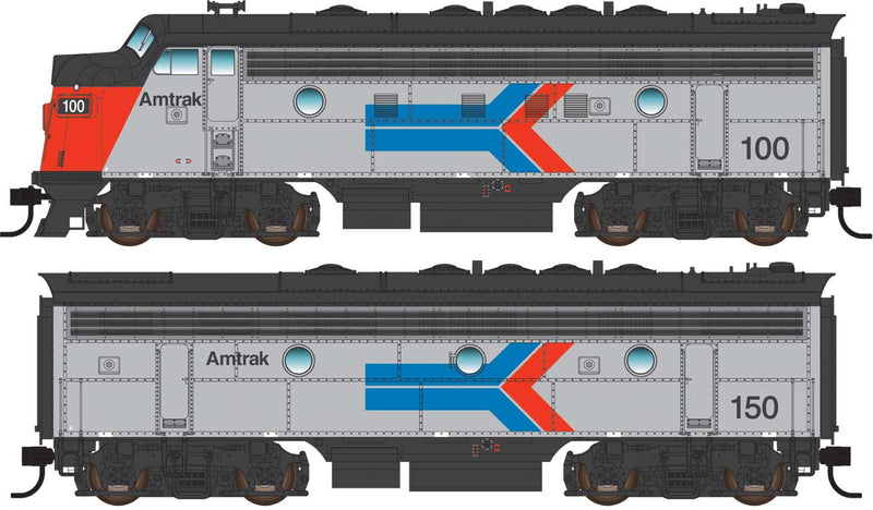 WalthersMainline 910-19956 EMD F7 A-B Set - ESU Sound and DCC -- Amtrak(R) #100, #150 (Phase I, silver, red, blue, black), HO