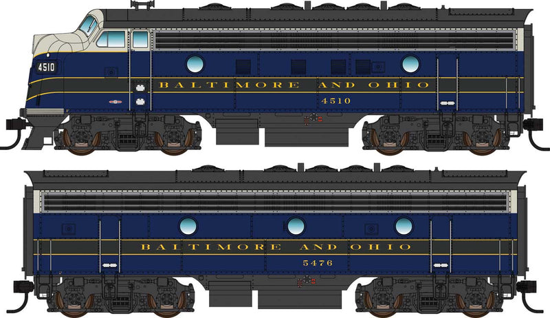 WalthersMainline 910-19964 EMD F7 A-B Set - ESU Sound and DCC -- Baltimore & Ohio #4510, #5476 (blue, gray, black, dulux), HO