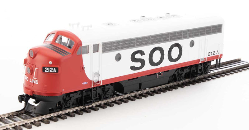 WalthersMainline 910-19979 EMD F7 A-B Set - ESU Sound and DCC -- Soo Line #212A, #2201C (red, white, black), HO