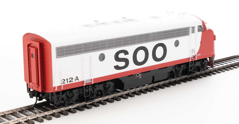 WalthersMainline 910-19979 EMD F7 A-B Set - ESU Sound and DCC -- Soo Line #212A, #2201C (red, white, black), HO