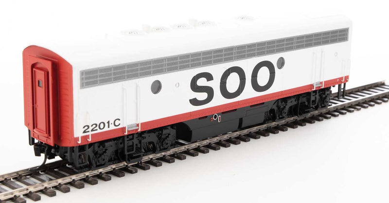 WalthersMainline 910-19979 EMD F7 A-B Set - ESU Sound and DCC -- Soo Line #212A, #2201C (red, white, black), HO