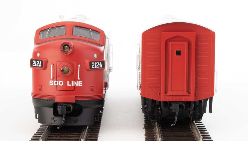 WalthersMainline 910-19979 EMD F7 A-B Set - ESU Sound and DCC -- Soo Line #212A, #2201C (red, white, black), HO