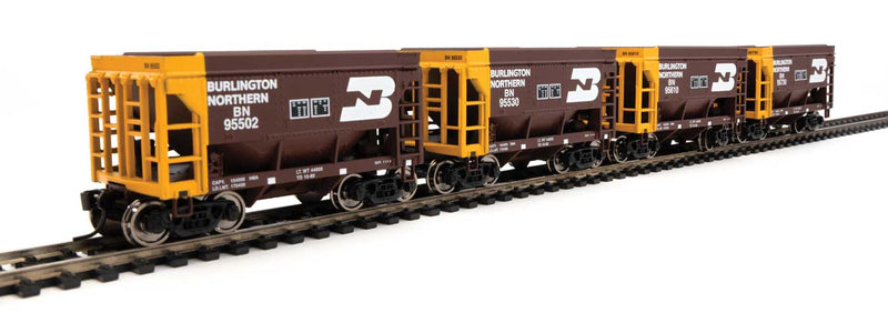 WalthersMainline 910-58075 24' Minnesota Taconite Ore Car 4-Pack - Ready To Run -- Burlington Northern