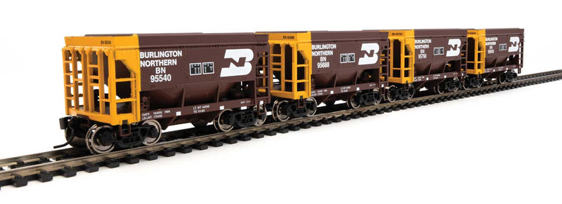 WalthersMainline 910-58077 24' Minnesota Taconite Ore Car 4-Pack - Ready To Run -- Burlington Northern