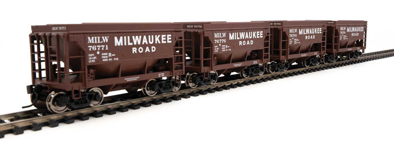 WalthersMainline 910-58081 24' Minnesota Taconite Ore Car 4-Pack - Ready To Run -- Milwaukee Road