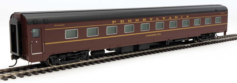 Walthers 920-9724 85' Budd 21-Roomette Sleeper -- Pennsylvania Railroad Class PS21B Carnegie Inn (Tuscan, black, Dulux), HO