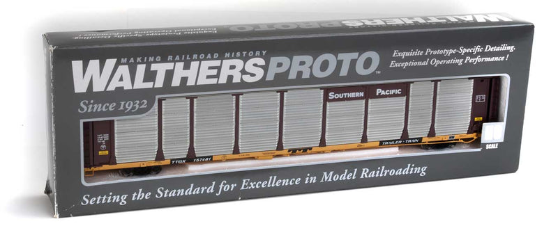 WalthersProto 920-101346 89' Thrall Bi-Level Auto Carrier - Ready To Run -- Southern Pacific(TM) Rack, TTGX Flatcar