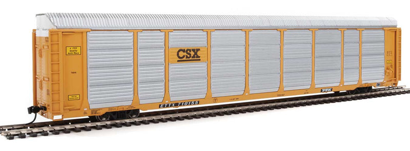 WalthersProto 920-10123 89' Thrall Enclosed Tri-Level Auto Carrier - Ready to Run -- CSX Rack ETTX Flat