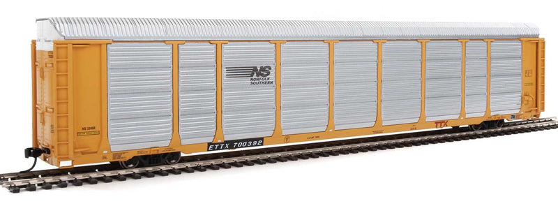 WalthersProto 920-10128 89' Thrall Enclosed Tri-Level Auto Carrier - Ready to Run -- Norfolk Southern Rack ETTX Flat