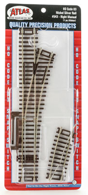 Atlas Model Railroad Co. 150-543 Code 83 Snap-Switch(R) Manual Turnout -- 18" Radius, Right Hand, HO
