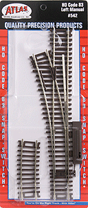 Atlas Model Railroad Co. 150-542 Code 83 Snap-Switch(R) Manual Turnout -- 18" Radius, Left Hand, HO