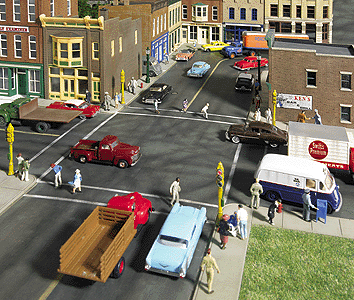 Walthers Cornerstone 933-3195 Asphalt Street System -- Straight Sections pkg(10) with Accessories, HO Scale